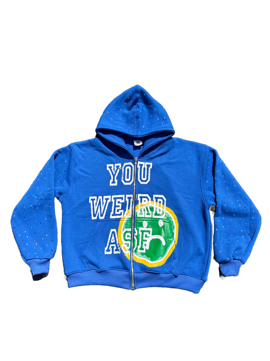 Blue Rhinestone YWA Zip Up