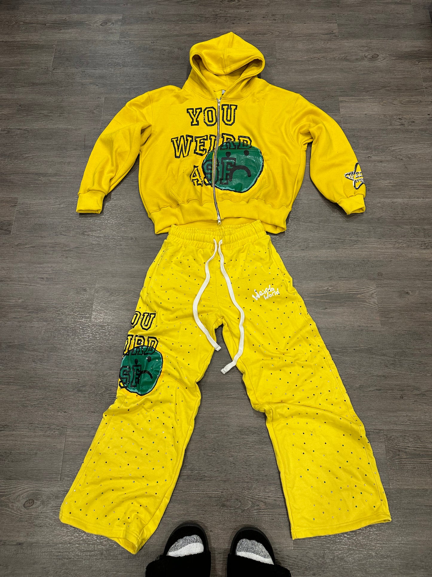 Yellow Rhinestone YWA Sweats